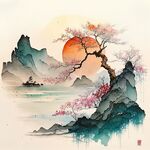 禅意山水画背景
