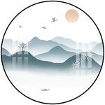 新中式水墨山水圆形装饰画
