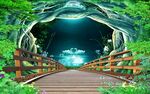 绿荫路3d风景背景墙
