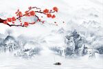梅花山水背景墙