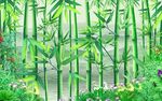 竹石花鸟山水壁画