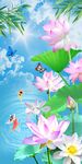 荷花中国风中式风景画玄关