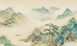 只此青绿水墨国画千里江山图壁画