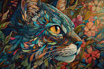 艺术手绘猫头