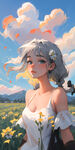 白发女孩油画风