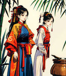 花与少女 竹