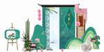 高级感国风青绿荷花订婚宴宝宝宴