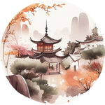 水彩水墨风中国风装饰画图片