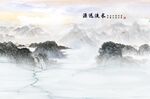 新中式水墨石纹江山多娇