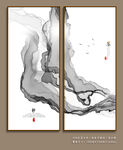 抽象水墨山水画