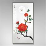牡丹花鸟装饰画
