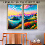 彩色风景油画