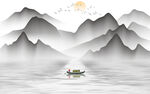 抽象水墨意境山水背景墙装饰画-
