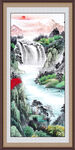 玄关竖副山水国画