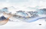 高端 电视客厅山水 tif分层