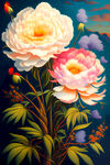 牡丹油画装饰画