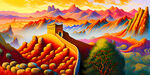 长城风景油画