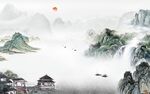 现代 别墅山水背景 TIf分层