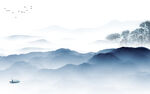意境 别墅背景山水 tif分层