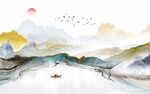 人气 别墅背景山水 tif分层