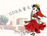 手绘矢量新疆美女CDR
