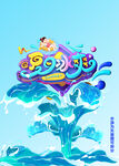 飘起的水浪水花