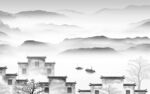 客厅 意境灰色山水 Tif分层