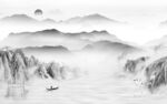 人气 意境灰色山水 Tif分层