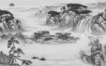 现代 中式风景山水 tif分层