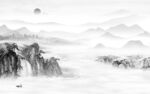 别墅 客厅灰山水画 tIF分层