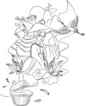 手绘插画彩茶姑娘