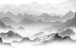 爆款 客厅灰色山水 TIF分层