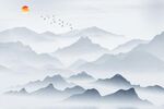 新中式简约山水背景墙