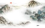 新款 中式背景山水 tIf分层