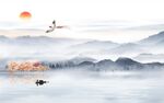 别墅 客厅背景山水 tif分层