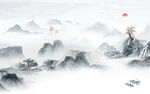 高端 极简中式山水 tif分层