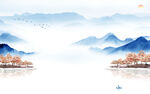 人气 极简中式山水 tif分层