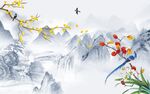 新中式山水背景墙