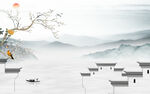 别墅 背景画山水图 tIf分层