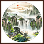 瀑布山水国画富水长流装饰画