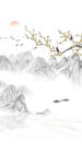 复式水墨山水石纹玄关背景墙