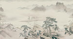 富春山居水墨山水国画