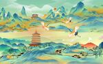新中式背景墙  