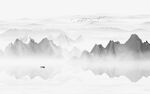 中式禅意水墨山水画