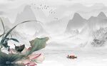 新中式山水背景墙