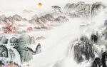  山水中式背景 Tif分层