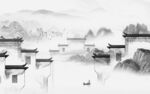 高清 灰色中式山水 TIf分层
