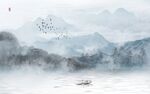 中式抽象水墨山水风景