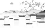 现代 中式客厅山水 tIf分层