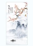 水墨玄关花鸟山水画
